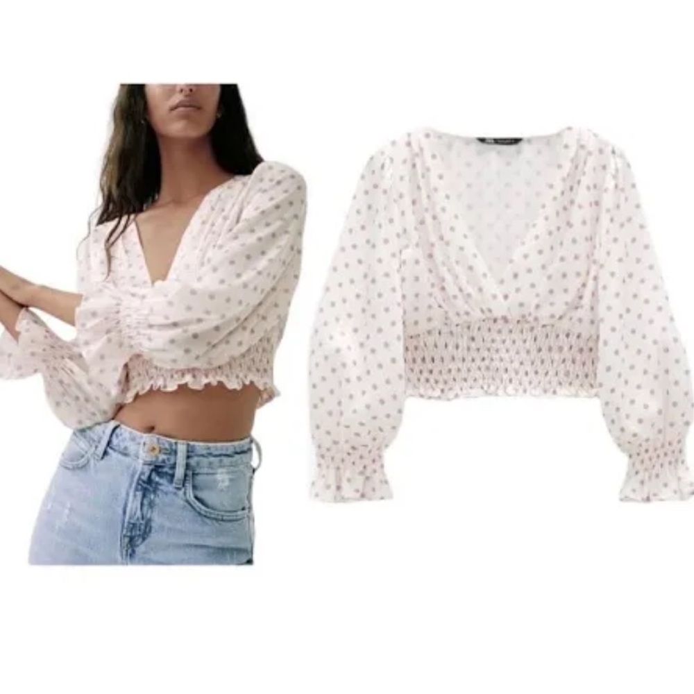 Zara Pink Polka Dot Shirt